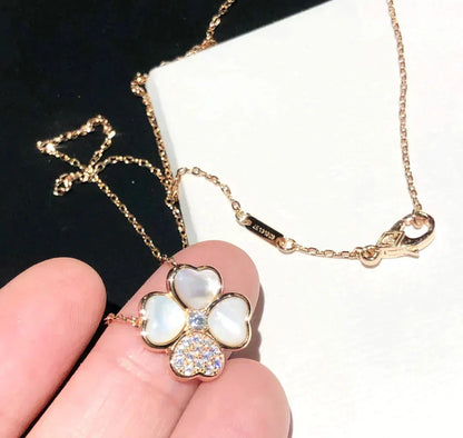 [Topon Jewelry]CLOVER MOP DIAMOND ROSE GOLD NECKLACE