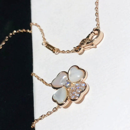 [Topon Jewelry]CLOVER MOP DIAMOND ROSE GOLD NECKLACE