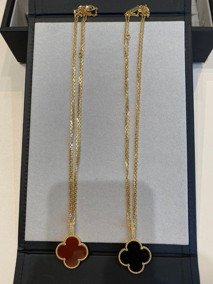 [Topon Jewelry]CLOVER 25MM NECKLACE GOLD CARNELIAN