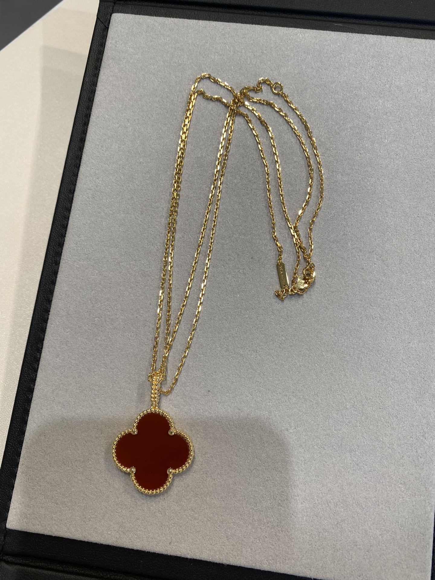 [Topon Jewelry]CLOVER 25MM NECKLACE GOLD CARNELIAN