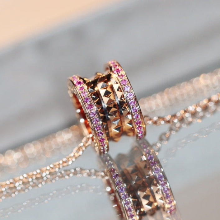 [Topon Jewelry]ZERO 1 ROCK PINK GOLD PINK DIAMOND NECKLACE