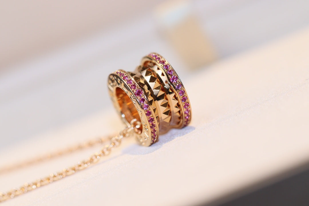 [Topon Jewelry]ZERO 1 ROCK PINK GOLD PINK DIAMOND NECKLACE