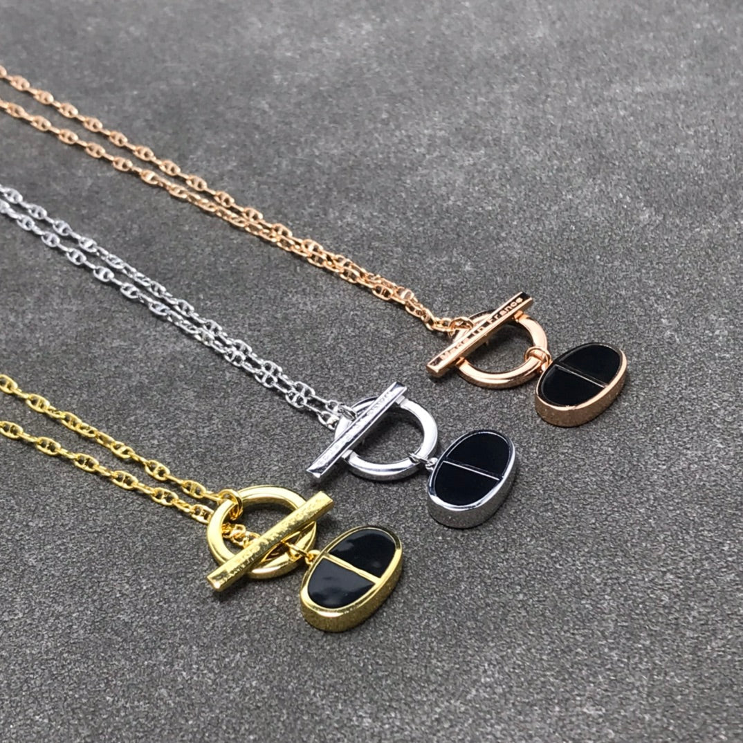 [Topon Jewelry]CHAINE VERSO BLACK CERAMIC SILVER NECKLACE