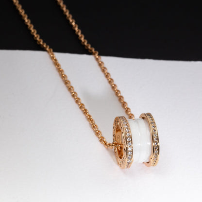 [Topon Jewelry]ZERO 1 WHITE CERAMIC PINK GOLD DIAMOND NECKLACE