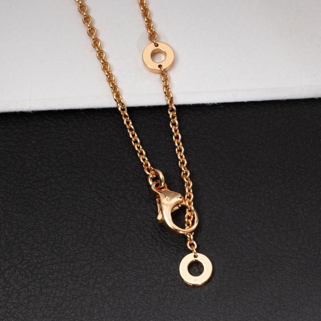 [Topon Jewelry]ZERO 1 WHITE CERAMIC PINK GOLD DIAMOND NECKLACE