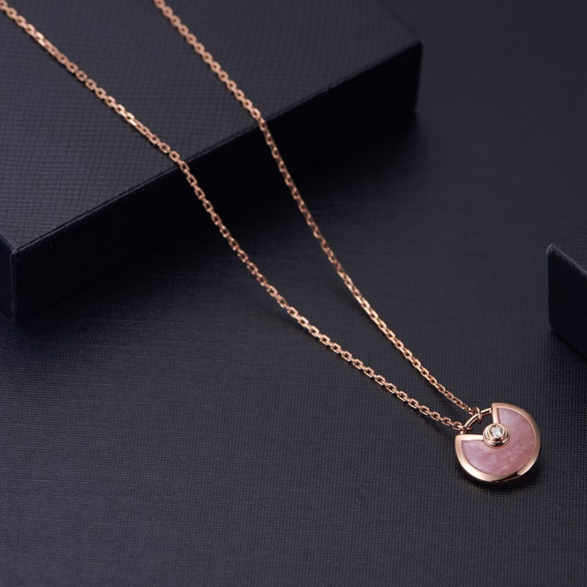 [Topon Jewelry]AMULETTE ROSE GOLD PINK MOP NECKLACE