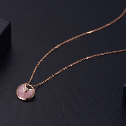 [Topon Jewelry]AMULETTE ROSE GOLD PINK MOP NECKLACE