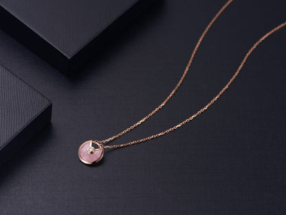 [Topon Jewelry]AMULETTE ROSE GOLD PINK MOP NECKLACE