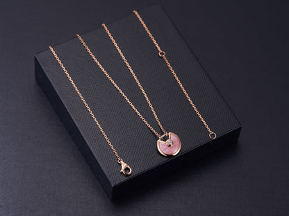 [Topon Jewelry]AMULETTE ROSE GOLD PINK MOP NECKLACE