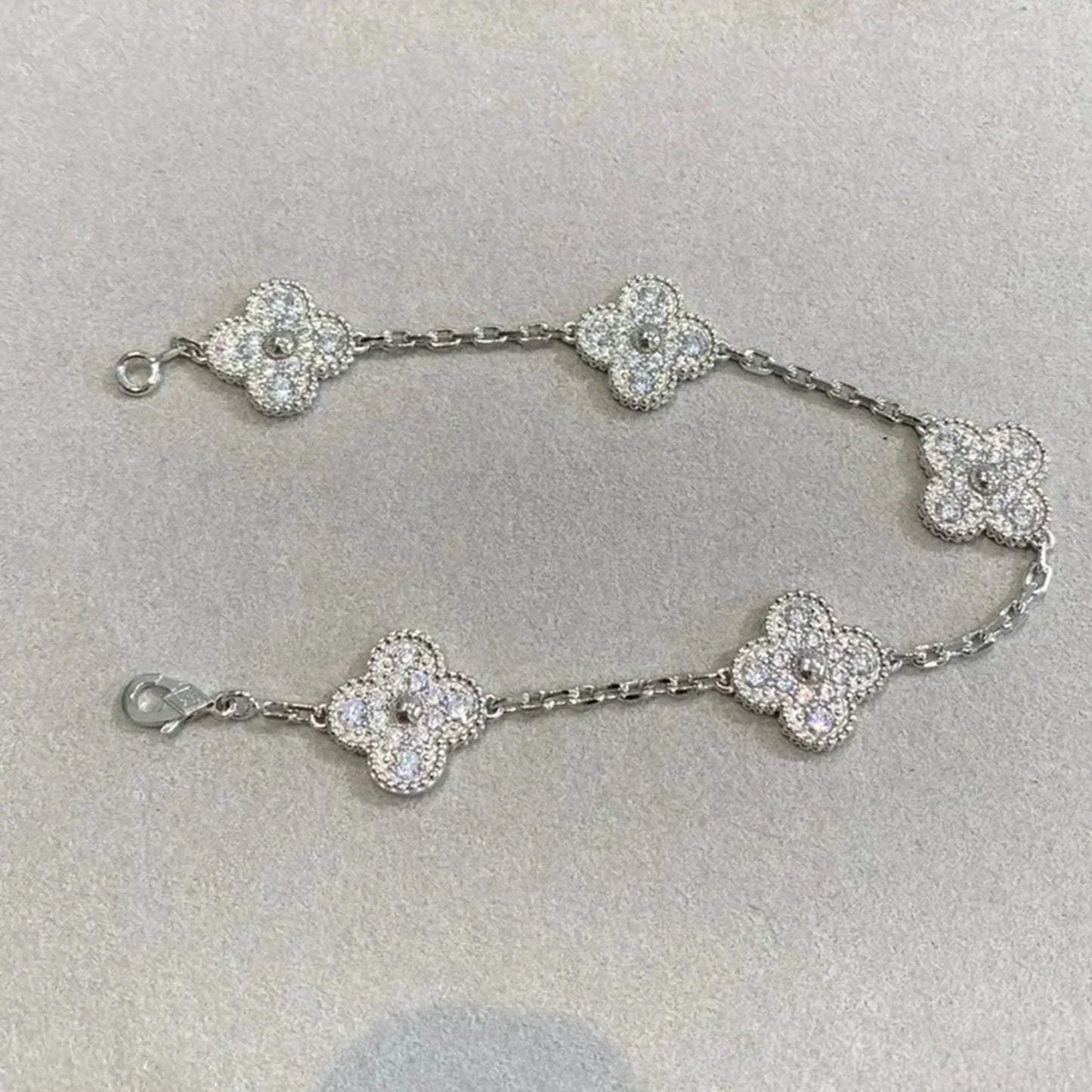 [Topon Jewelry]CLOVER 5 MOTIFS  DIAMOND BRACELET SILVER