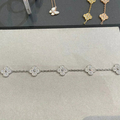 [Topon Jewelry]CLOVER 5 MOTIFS  DIAMOND BRACELET SILVER