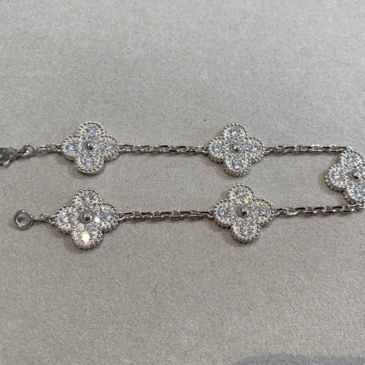 [Topon Jewelry]CLOVER 5 MOTIFS  DIAMOND BRACELET SILVER