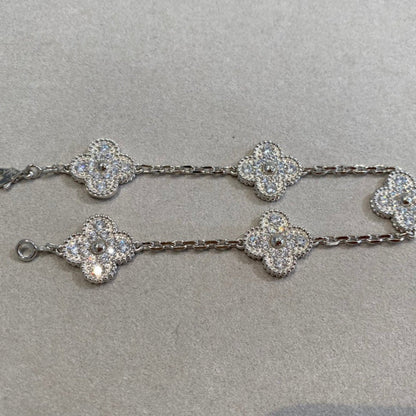 [Topon Jewelry]CLOVER 5 MOTIFS  DIAMOND BRACELET SILVER