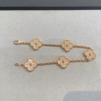 [Topon Jewelry]CLOVER 5 MOTIFS  FULL DIAMOND BRACELET