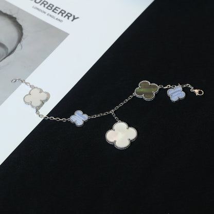 [Topon Jewelry]CLOVER BRACELET 5 MOTIFS MOP CHALCEDONY SILVER