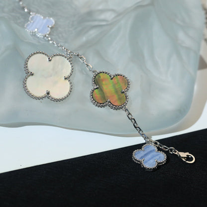 [Topon Jewelry]CLOVER BRACELET 5 MOTIFS MOP CHALCEDONY SILVER