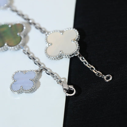 [Topon Jewelry]CLOVER BRACELET 5 MOTIFS MOP CHALCEDONY SILVER