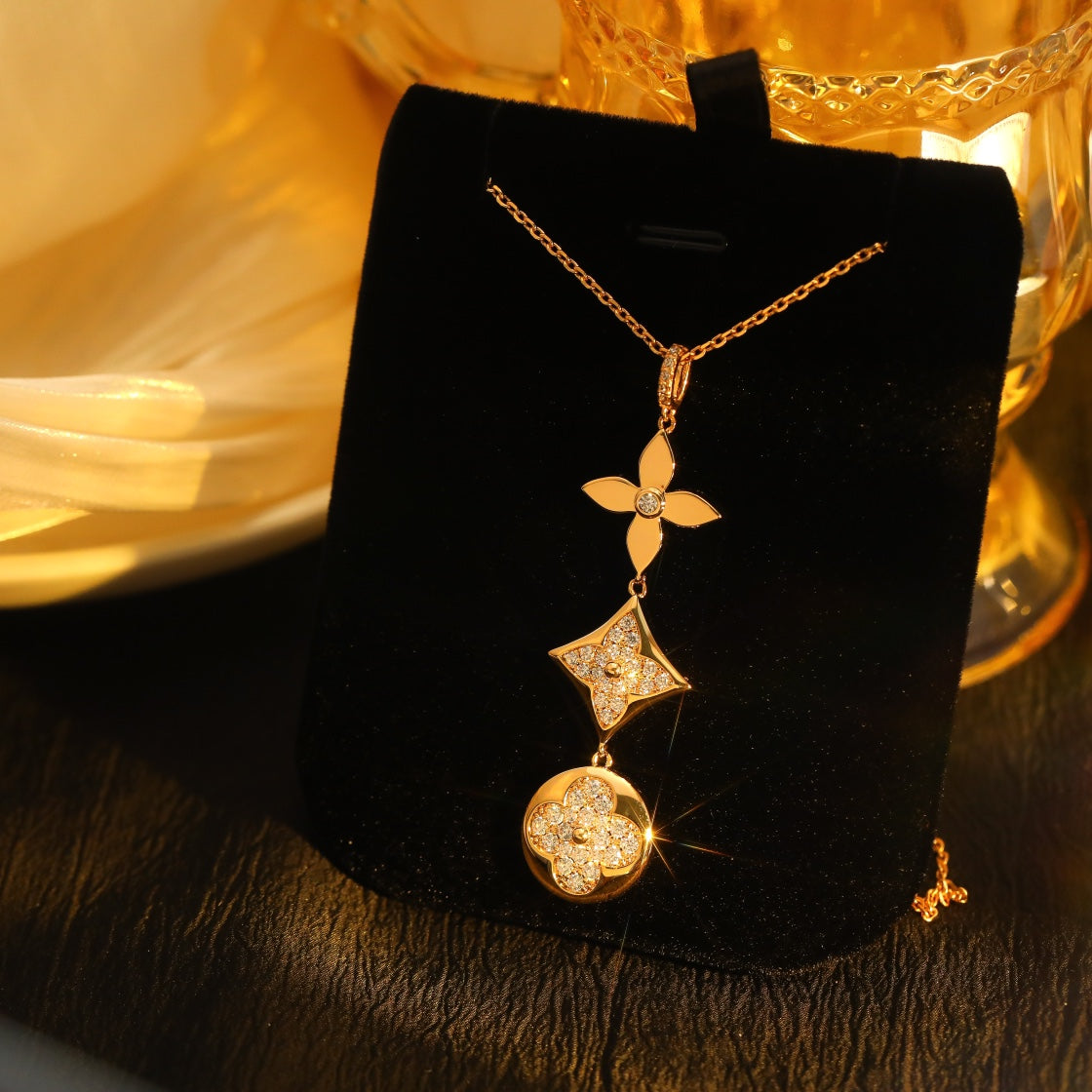 [Topon Jewelry]STAR AND SUN DIAMOND PINK GOLD NECKLACE