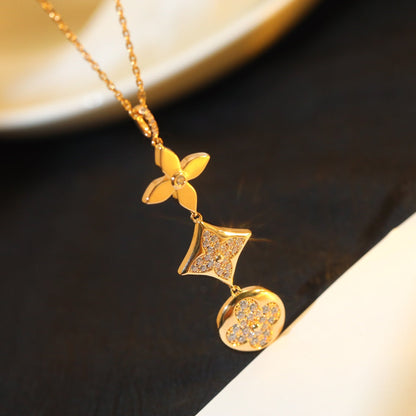 [Topon Jewelry]STAR AND SUN DIAMOND PINK GOLD NECKLACE