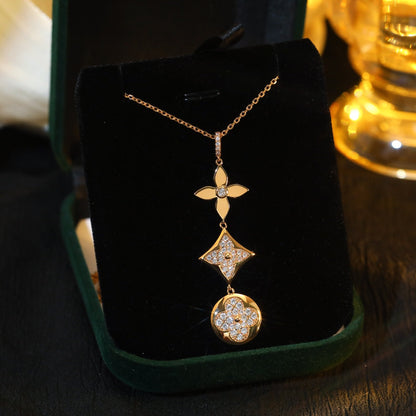 [Topon Jewelry]STAR AND SUN DIAMOND PINK GOLD NECKLACE