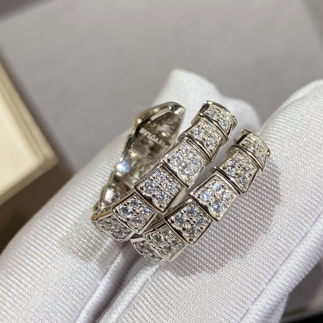 [Topon Jewelry]SERPENTI DOUBLE RING SILVER DIAMOND PAVED