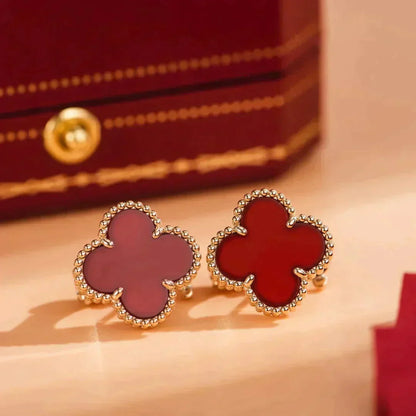 [Topon Jewelry]CLOVER MEDIUM 1 MOTIFS CARNELIAN  EARRINGS