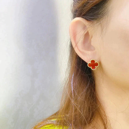 [Topon Jewelry]CLOVER MEDIUM 1 MOTIFS CARNELIAN  EARRINGS