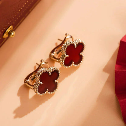 [Topon Jewelry]CLOVER MEDIUM 1 MOTIFS CARNELIAN  EARRINGS