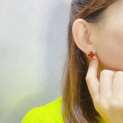 [Topon Jewelry]CLOVER MEDIUM 1 MOTIFS CARNELIAN  EARRINGS