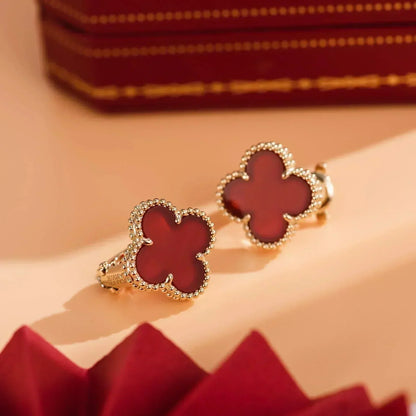 [Topon Jewelry]CLOVER MEDIUM 1 MOTIFS CARNELIAN  EARRINGS