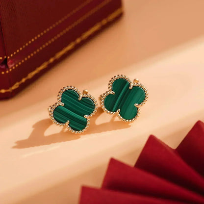 [Topon Jewelry]CLOVER MEDIUM 1 MOTIFS MALACHITE  EARRINGS