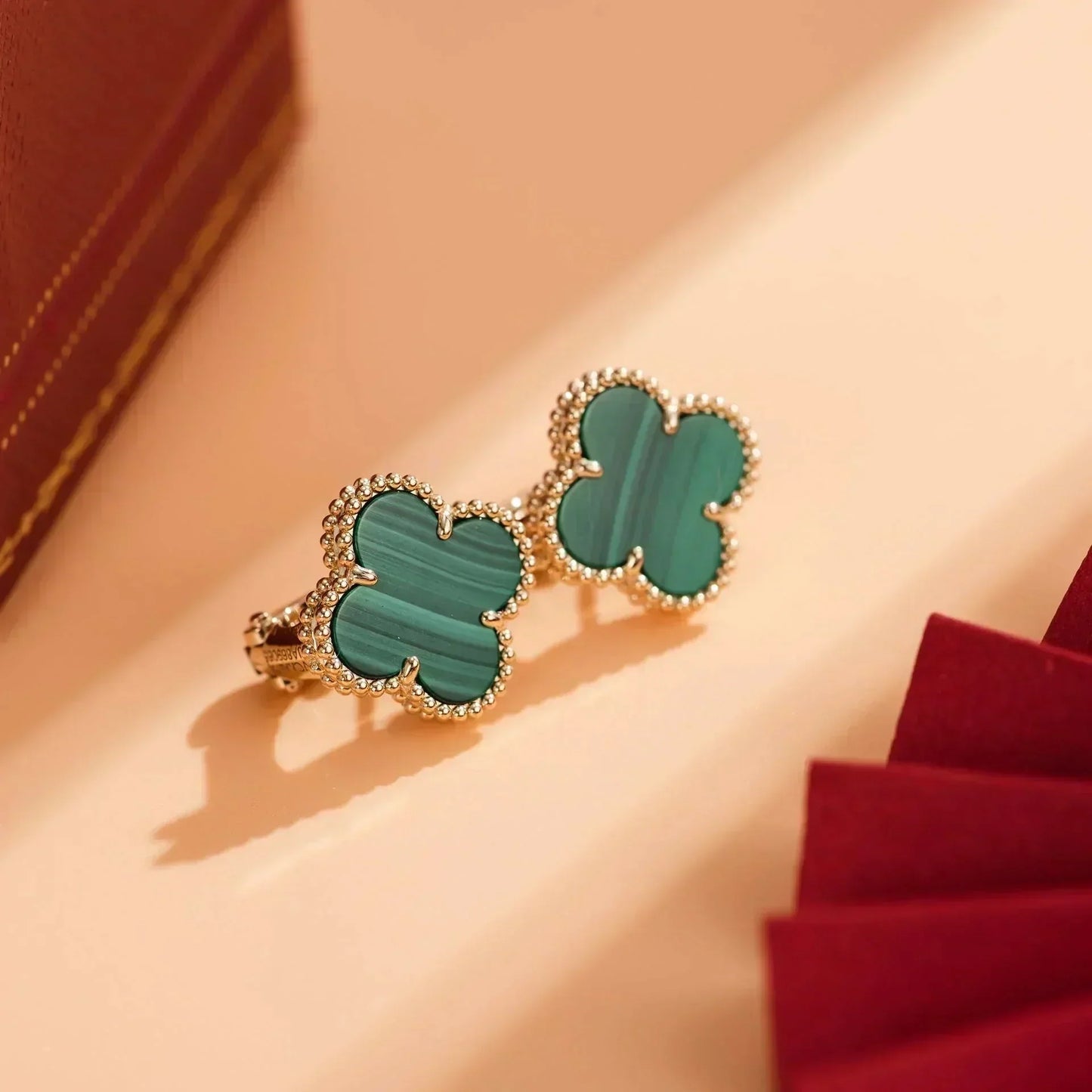 [Topon Jewelry]CLOVER MEDIUM 1 MOTIFS MALACHITE  EARRINGS