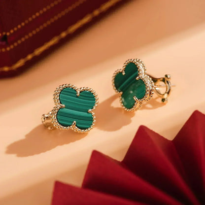 [Topon Jewelry]CLOVER MEDIUM 1 MOTIFS MALACHITE  EARRINGS