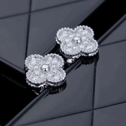 [Topon Jewelry]CLOVER 1 MOTIFS DIAMOND STUD EARRINGS SILVER