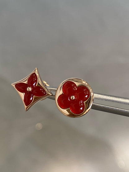 [Topon Jewelry]STAR AND SUN PINK GOLD CARNELIAN STUD EARRINGS