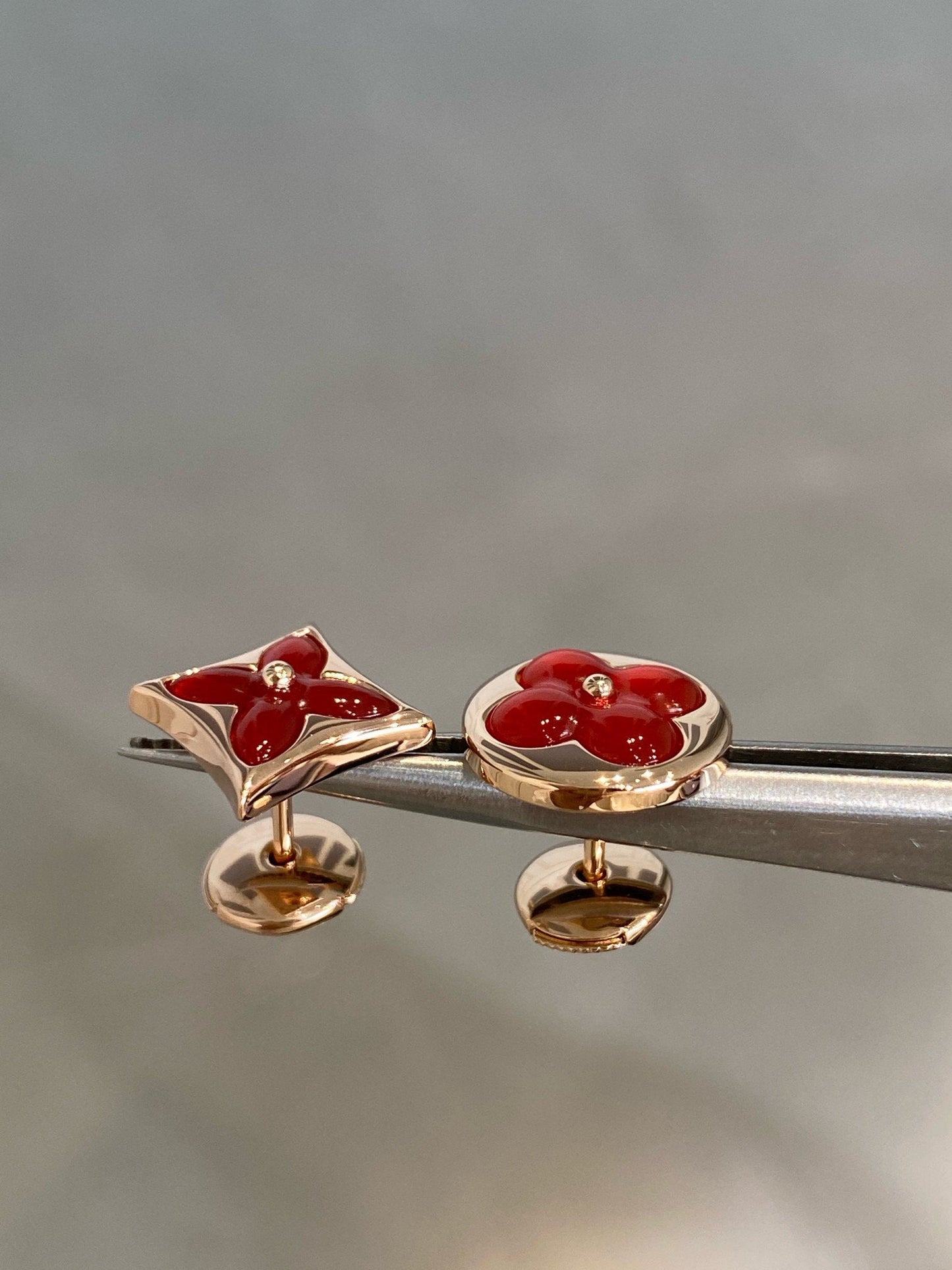 [Topon Jewelry]STAR AND SUN PINK GOLD CARNELIAN STUD EARRINGS