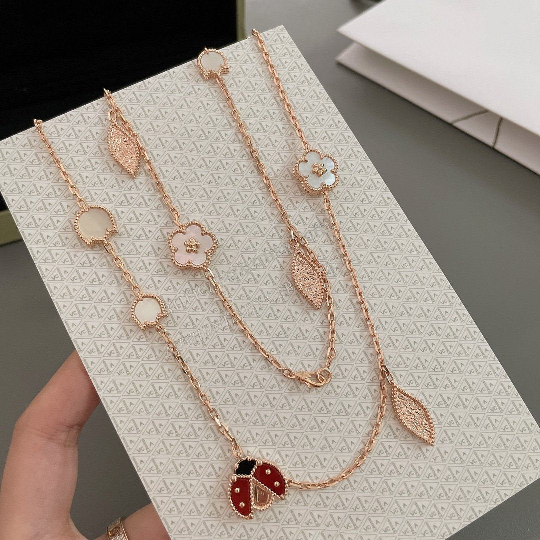 [Topon Jewelry]LUCKY SPRING 15 MOTIFS ROSE GOLD NECKLACE