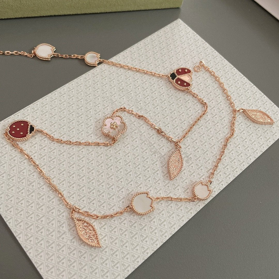 [Topon Jewelry]LUCKY SPRING 15 MOTIFS ROSE GOLD NECKLACE