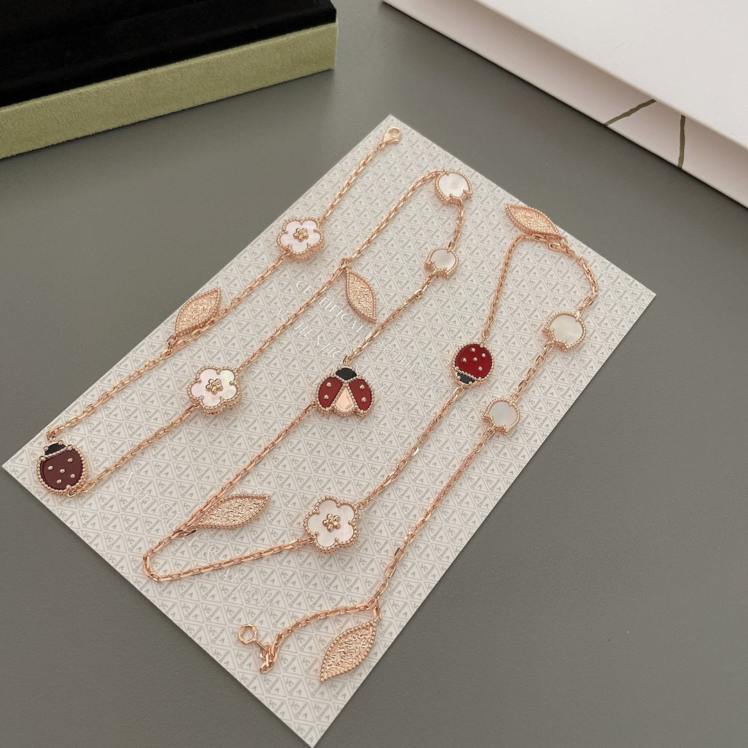 [Topon Jewelry]LUCKY SPRING 15 MOTIFS ROSE GOLD NECKLACE