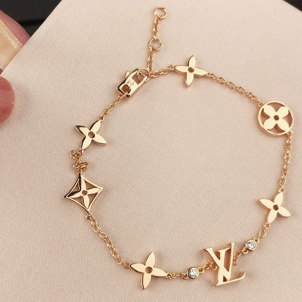 [Topon Jewelry]STAR AND SUN 7 MOTIFS GOLD BRACELET