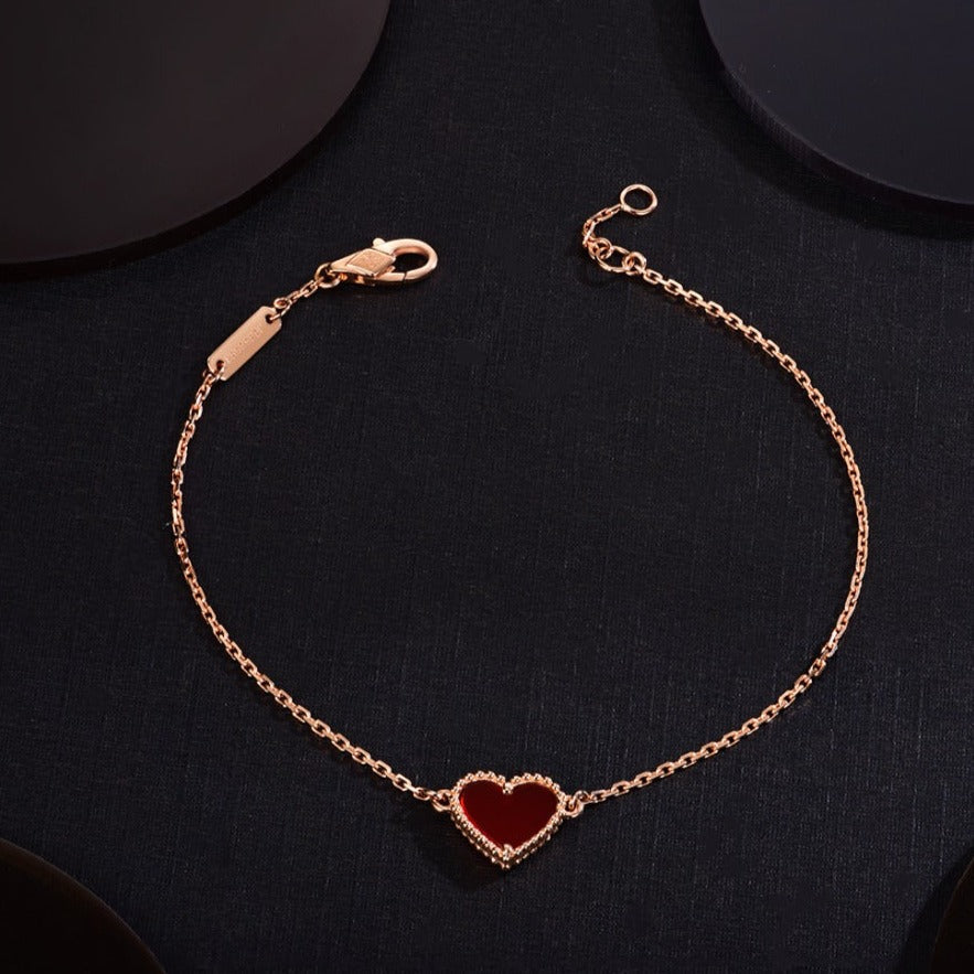 [Topon]HEART CARNELIAN PINK GOLD BRACELET