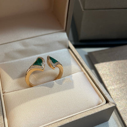 [Topon Jewelry]DREAM MALACHITE DIAMOND OPEN RING