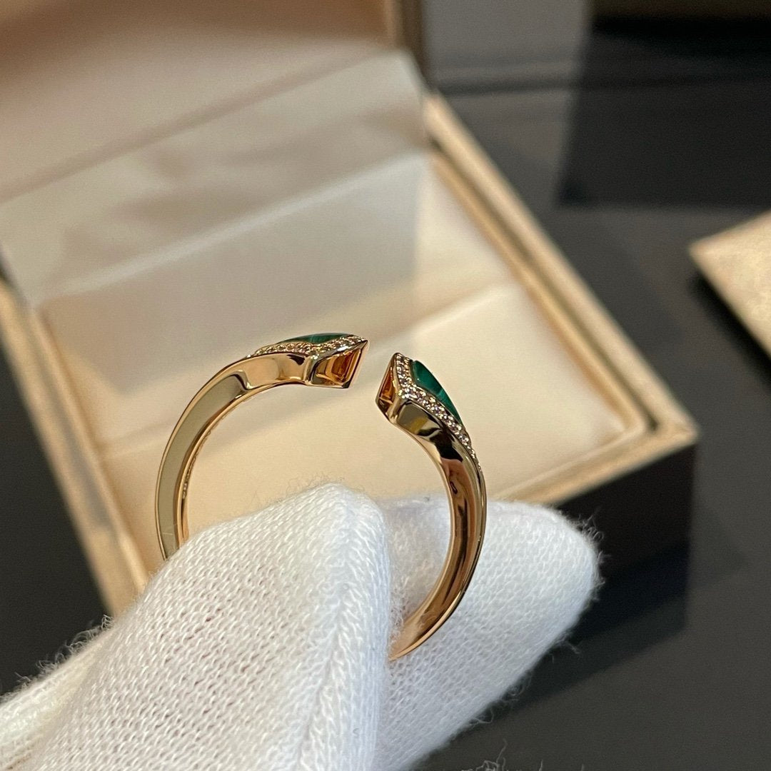 [Topon Jewelry]DREAM MALACHITE DIAMOND OPEN RING