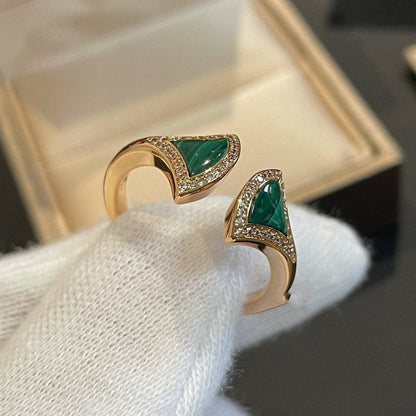 [Topon Jewelry]DREAM MALACHITE DIAMOND OPEN RING