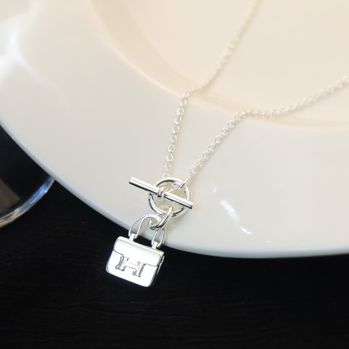 [Topon Jewelry]POP H PEDANT SILVER NECKLACE