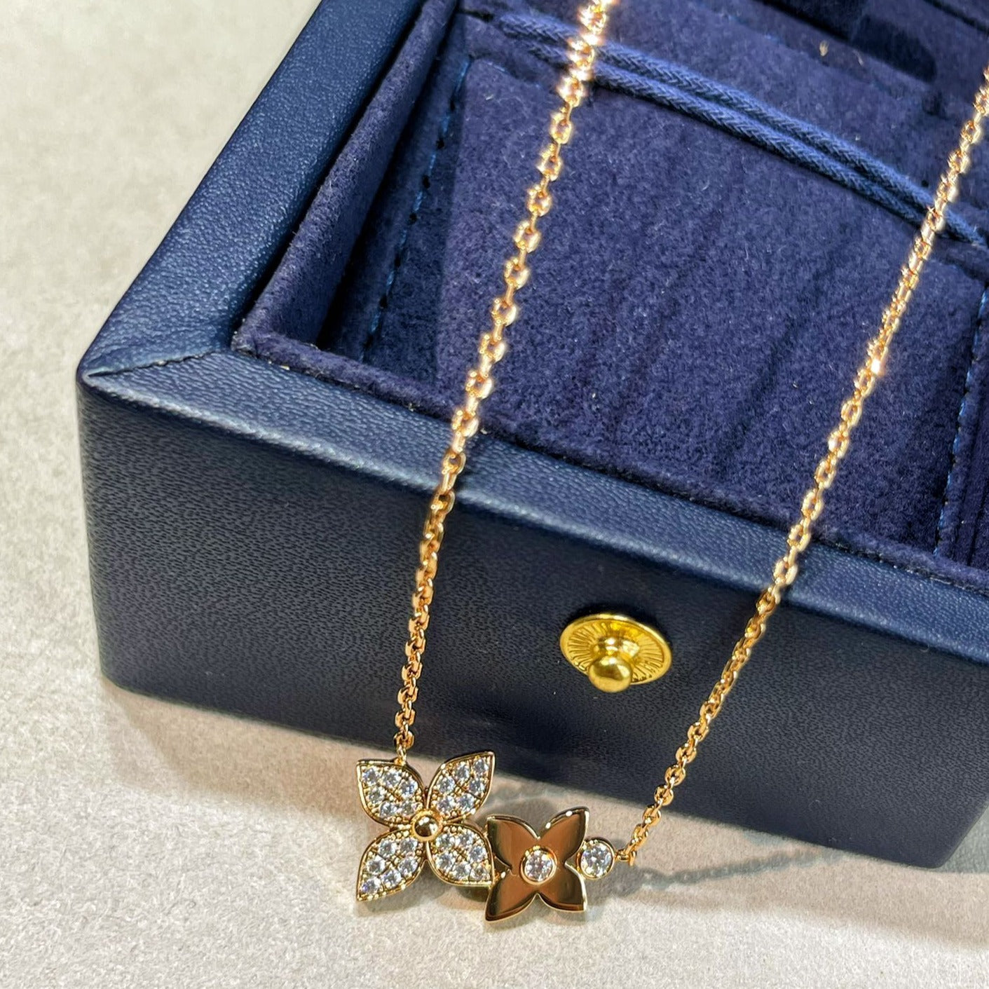 [Topon Jewelry]STAR BLOSSOM NECKLACE PINK GOLD DIAMONDS