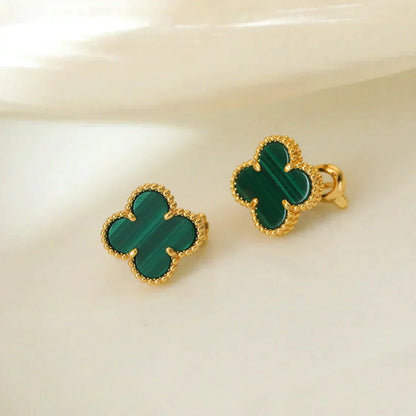 [Topon Jewelry]CLOVER MEDIUM 1 MOTIFS MALACHITE  EARRINGS