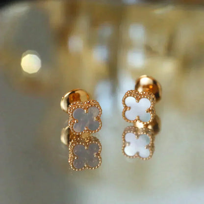 [Topon Jewelry]CLOVER MINI 9.5MM WHITE MOP EARRINGS