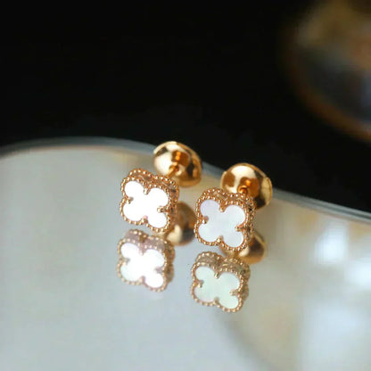 [Topon Jewelry]CLOVER MINI 9.5MM WHITE MOP EARRINGS