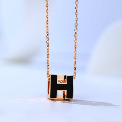 [Topon Jewelry]H CAGE PINK GOLD NECKLACE